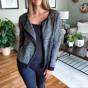 LOFT • knit asymmetrical zip sweater jacket top